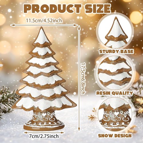 Geelin Christmas Gingerbread Figurines - Festive Tabletop Decorations | 7.09" x 3.94" x 2.36" (Snow Frosting)