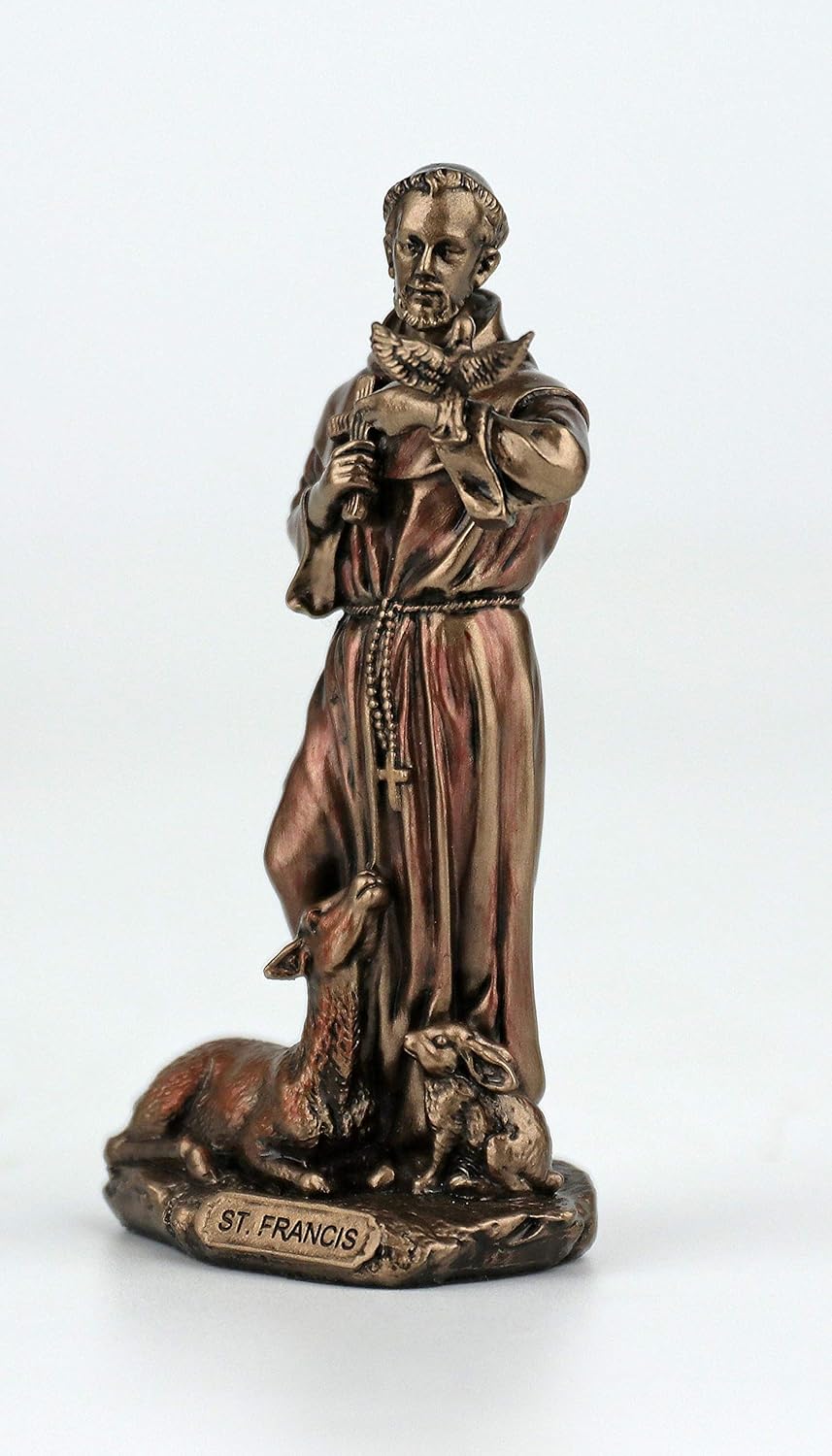 Veronese Design Saint Francis of Assisi Statue - Hand-Painted Antique Bronze Finish | 3.38 Inch Home Decor
