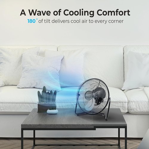 Comfort Zone 9-Inch High-Velocity Desk Fan - All-Metal 3-Speed Turbo Air Circulator | Quiet & Tilt Adjustable for Home & Office
