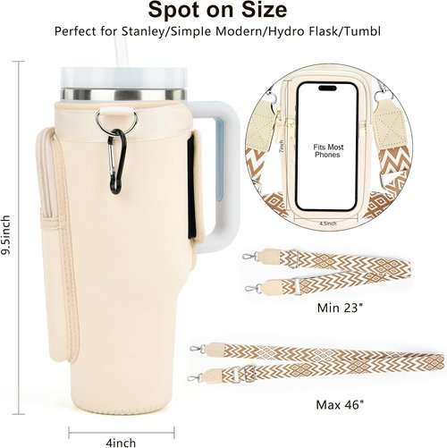 LOKASS Personalized Water Bottle Holder - Strap for 40 oz Stanley Cup Tumbler | Ideal Gift for Women & Girls