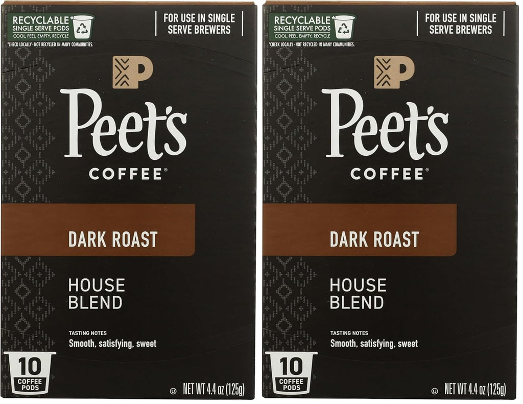 Peet's Coffee House Dark Roast K-Cup Coffee Pods - 10 Pods, 4.4 oz | Compatible with Keurig Brewers