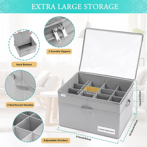 LUVHOMEE Shoe Organizer - Space-Saving Storage for 16 Pairs | Clear Foldable Bins with Reinforced Handles - Gray