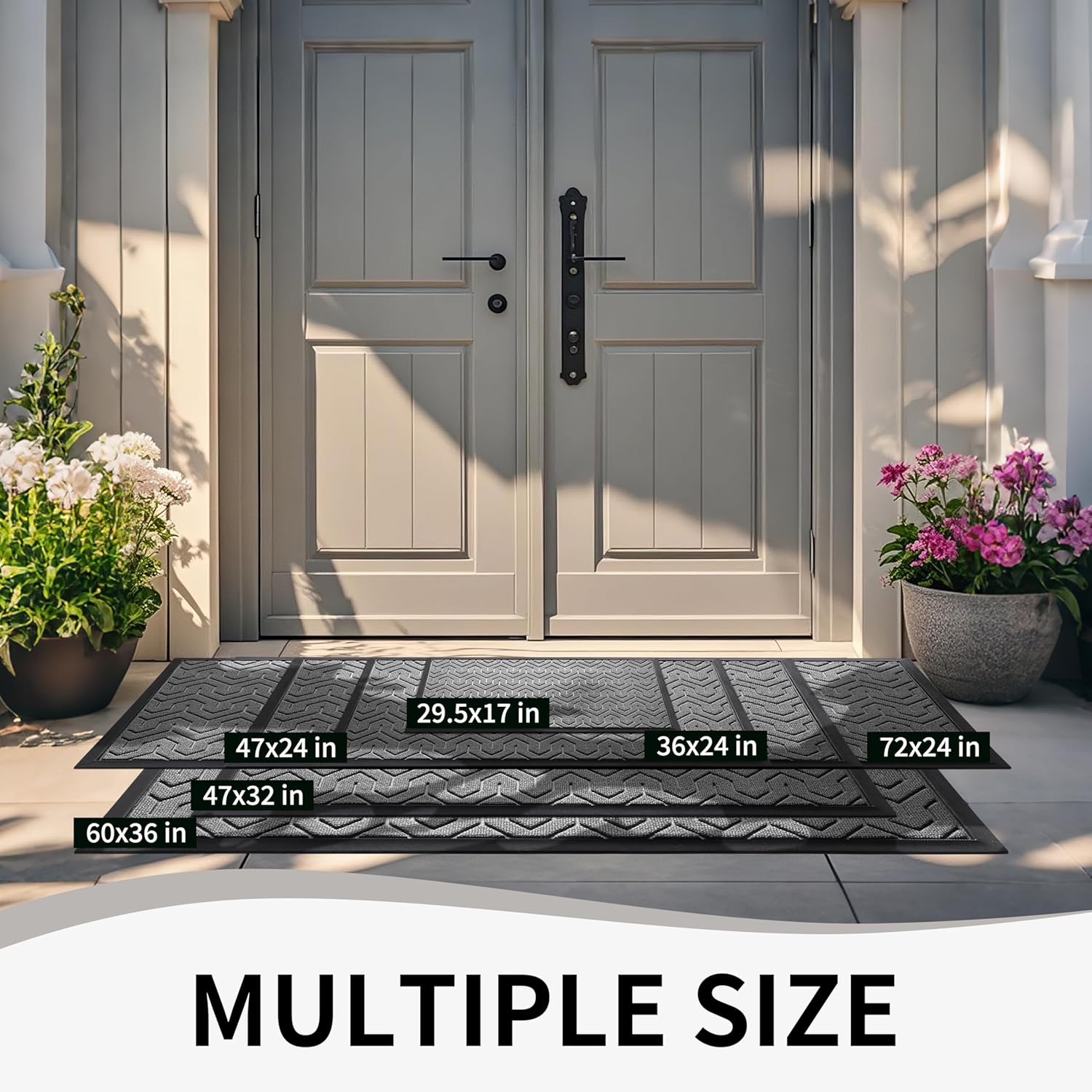Yimobra Waterproof Heavy-Duty Front Door Mat - Non-Slip Rubber Entry Mat | 29.5"x17", Grey