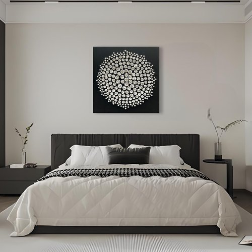 Limiyer Art Abstract Oil Painting Modern Art Oil on Canvas Wall Art Deco 24x24 inches, Black and White