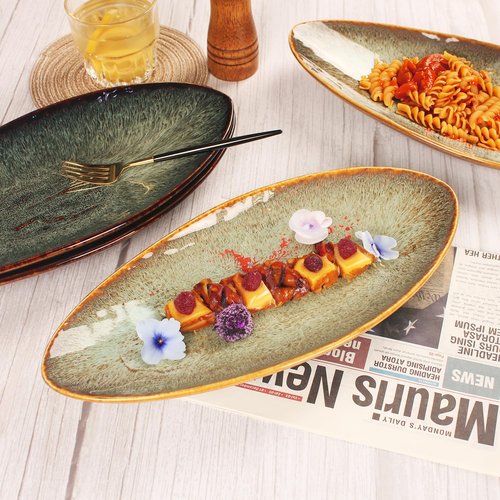 jinsongdafa Ceramic Dinner Plates Set of 4, for Bread, Pasta, Salad, sushi - Microwave, Oven and Dishwasher Safe, Scratch Resistant durable Brown Brown reactive glaze