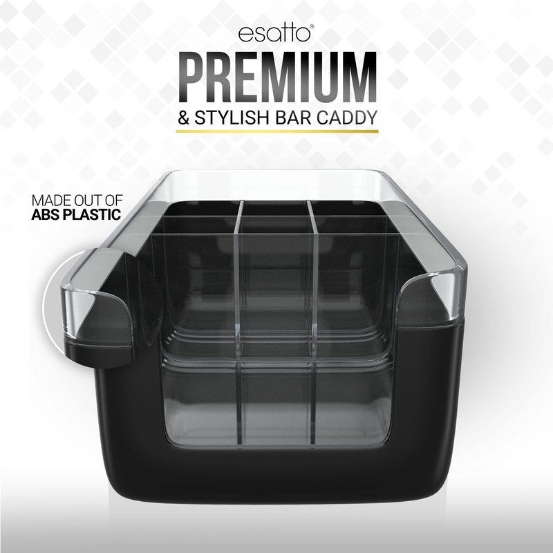 Esatto Professional Bar Products Premium Bar Caddy (White), Used to Easily Organize Bar Items and Workspace, With Additional 12 Pourers For Precision Pouring and 12 Pourer Covers