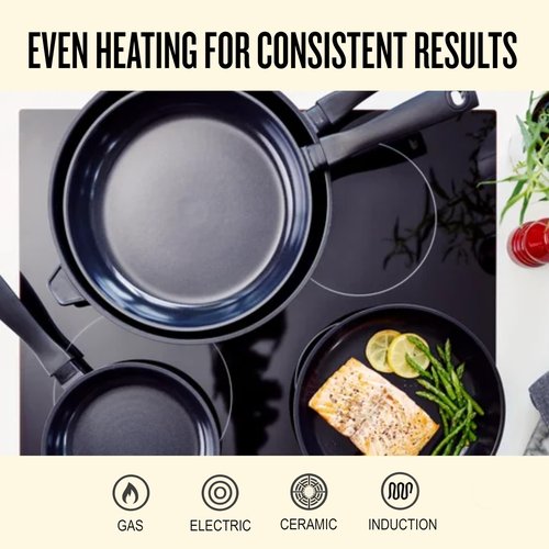 Alva Energy 8" Ceramic Nonstick Frying Pan – Made With No PTFE, PFOA, PFAS, Lightweight, Easy to Clean, Induction, Scratch-Resistant, Heats Evenly for Everyday Cooking