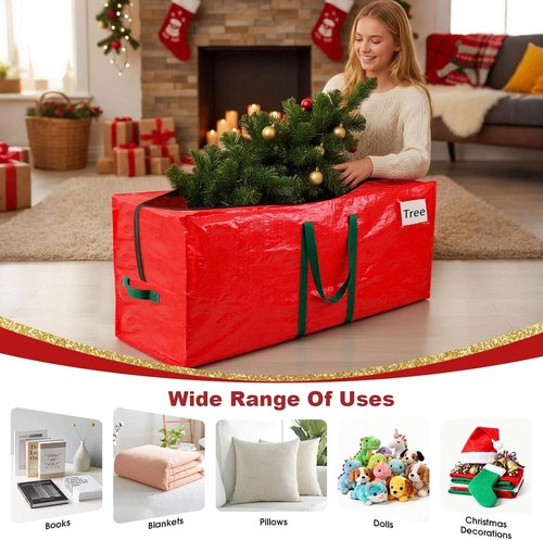 EverMerry Christmas Tree Storage Bag - Heavy Duty Waterproof Bag for 7.5 Ft Artificial Trees | Red