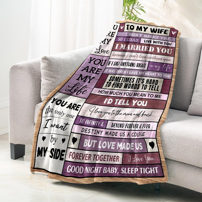 Fpoutiv Wife Valentines Day Birthday Gifts Ideas - Wedding Anniversary Romantic Presents for Women Her - Mothers Day for Wife Her - Wifey Presents from Husband - to My Love Blanket 50"x60"