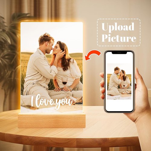 Bulaient Personalized Picture Frame - Custom Photo Frame with Night Light | Ideal Anniversary & Birthday Gift