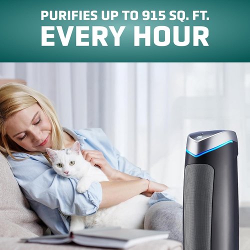 GermGuardian 5-In-1 HEPA Air Purifier - Large Room Coverage Up to 915 Sq. Ft. | UV-C Light & Odor Reduction, Gray