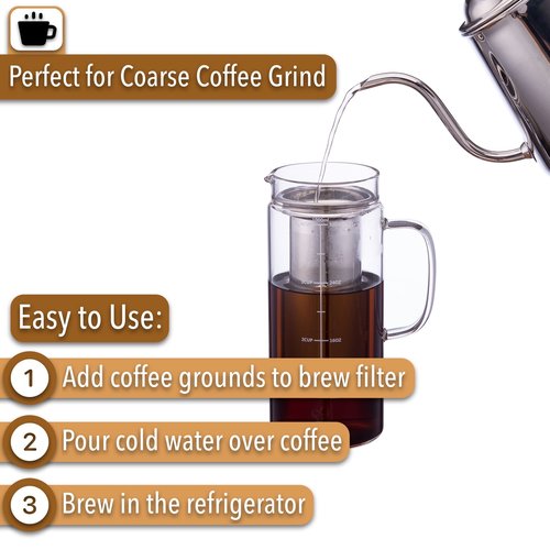 BTaT- Cold Brew Coffee Maker, Iced Coffee Maker, 1 Quart, 32 oz, Iced Tea Maker, Cold Brew Maker, Tea Pitcher, Coffee Accessories, Iced Tea Pitcher, Cold Brew System, Cold Brew Pitcher