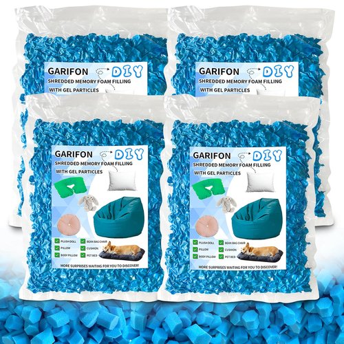 Garifon 20lbs Bean Bag Filler, Pillow Filler Stuffing, Bean Bag Filling, Shredded Memory Foam Filling, Punching Bag Filler, Foam Refill for Pouf/Ottoman Stuffing/Boxing Bag, Added Gel Particles