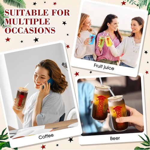 Suttmin 6 Pcs Class of 2026 Graduation Gifts Glass Cup with Bamboo Lids and Glass Straw, 2026 Graduation Gifts for Her Him, 16 oz College Masters Degree Can Shaped Cup(Red)