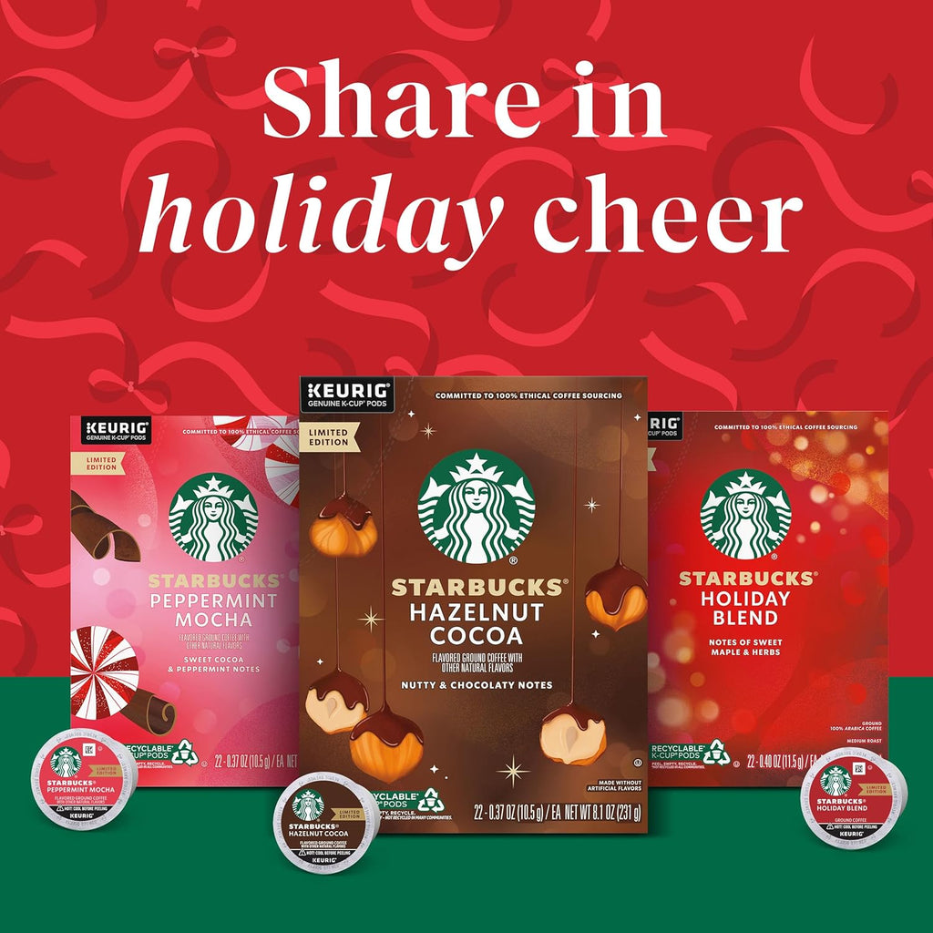 Starbucks Peppermint Mocha K-Cup Coffee Pods - Limited Holiday Edition | 100% Arabica, 60 Pods