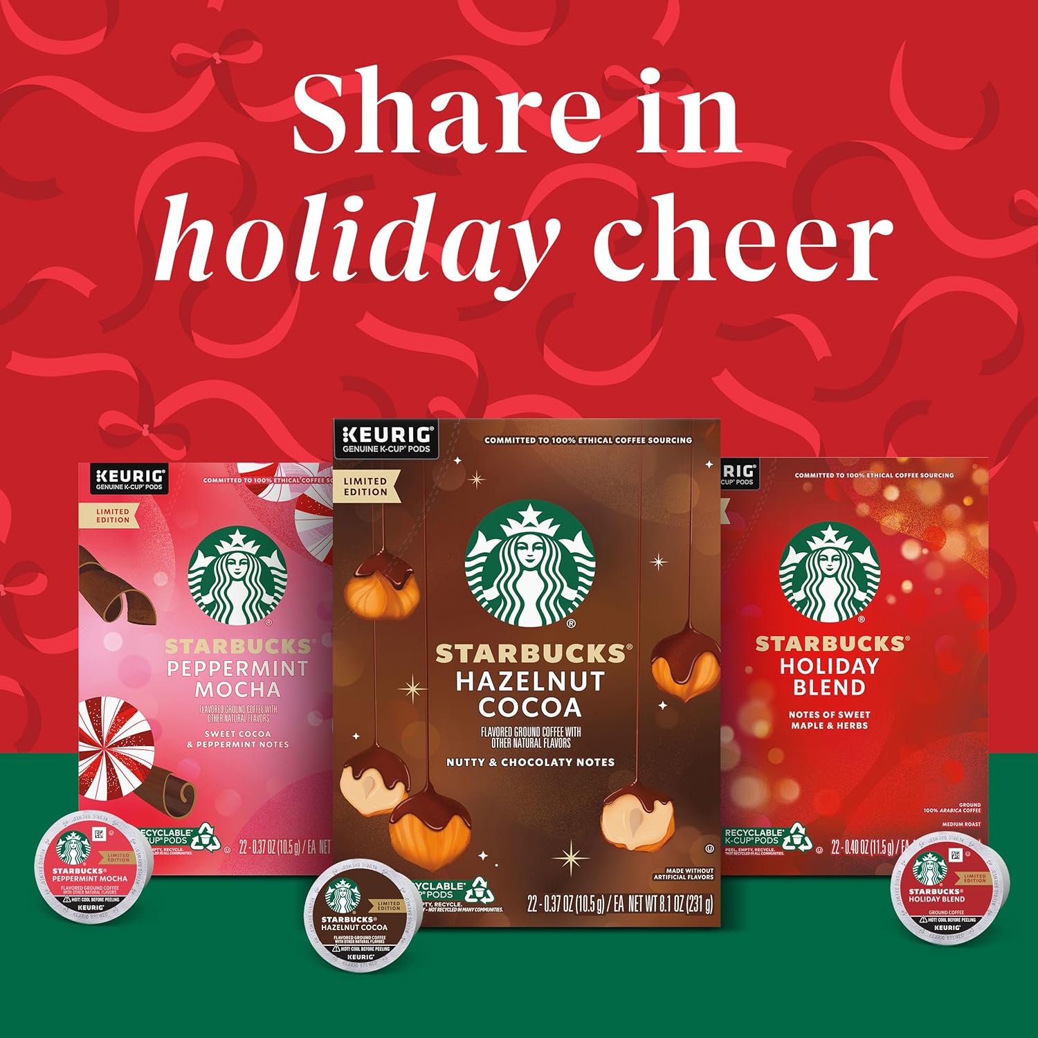 Starbucks Peppermint Mocha K-Cup Coffee Pods - Limited Holiday Edition | 100% Arabica, 60 Pods