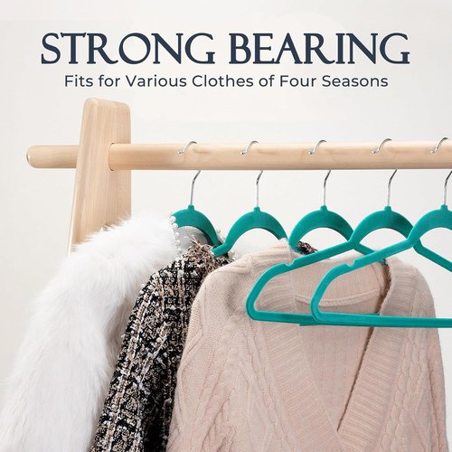 HOUSE DAY Mint Green Velvet Hangers - 60 Pack Non-Slip Heavy Duty Felt Hangers | Slim Space-Saving Design