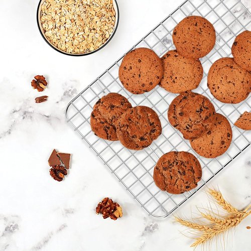 E-far Stainless Steel Baking Sheet Set - 10.5” x 8.3” Cookie Pan with Cooling Rack | Non-Toxic & Dishwasher Safe