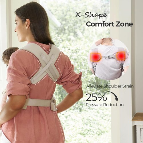 Momcozy Newborn Carrier WeeSnug - Lightweight & Cozy Comfort for 7-25 lbs | Ergonomic Cross-Back Support, Khaki