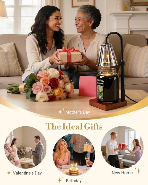 Marycele Black Candle Warmer Lamp - Adjustable Height with Timer & Dimmer | Perfect Gift for Mom & Sister