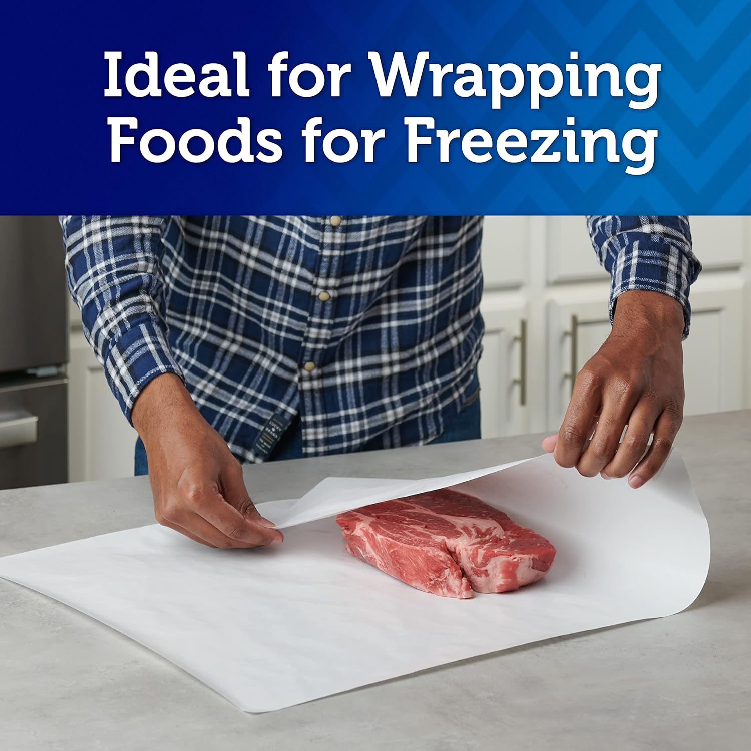 Reynolds Kitchens Freezer Paper - Plastic-Coated for Freshness | 50 Square Feet Roll