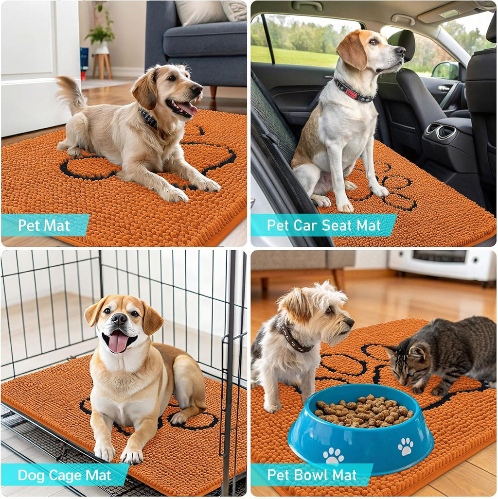 OLANLY Dog Door Mat - Absorbent Non-Slip Mud Mat for Paws | 30x20 Paw Print Design, Quick Dry Clay