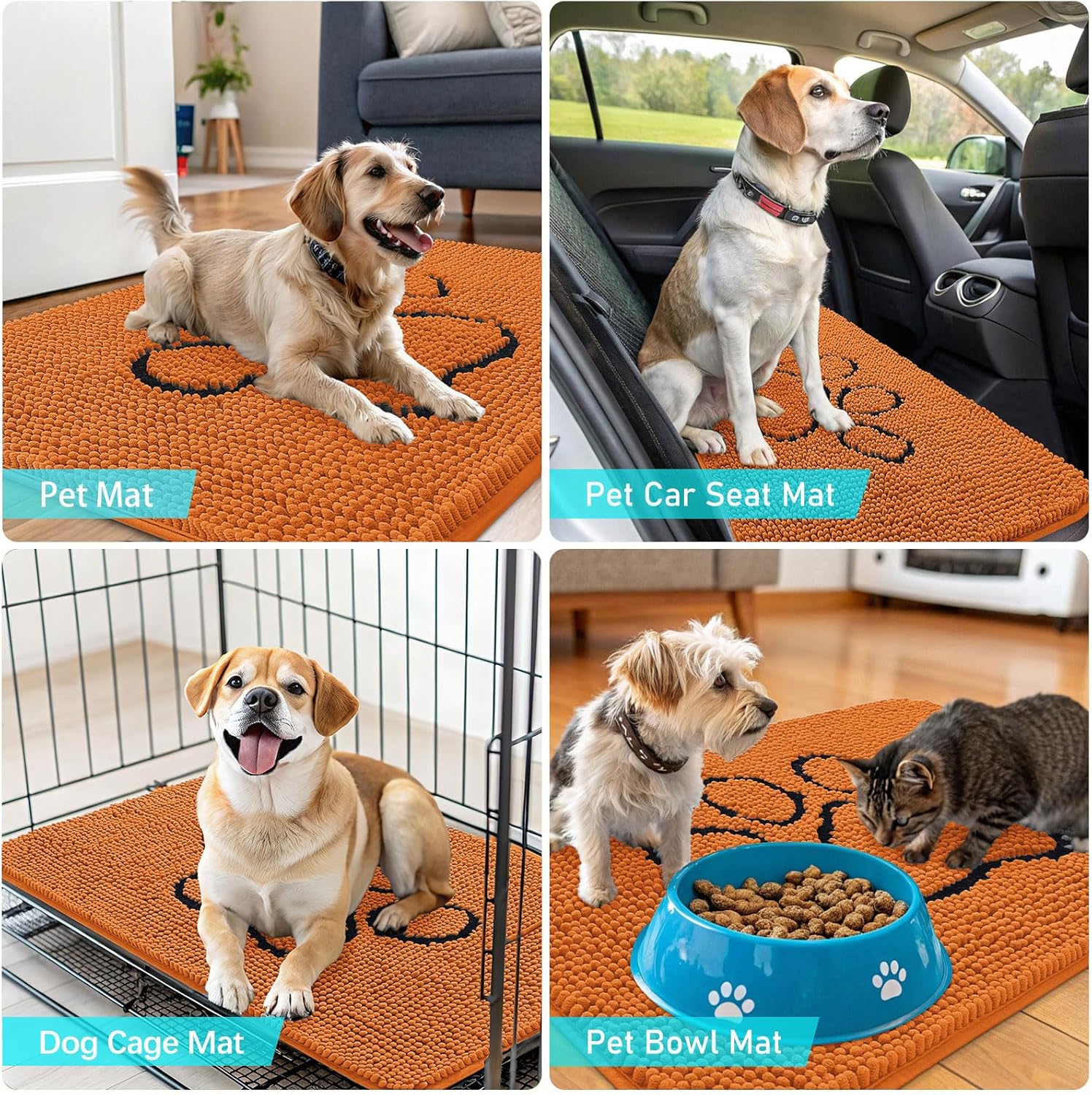 OLANLY Dog Door Mat - Absorbent Non-Slip Mud Mat for Paws | 30x20 Paw Print Design, Quick Dry Clay