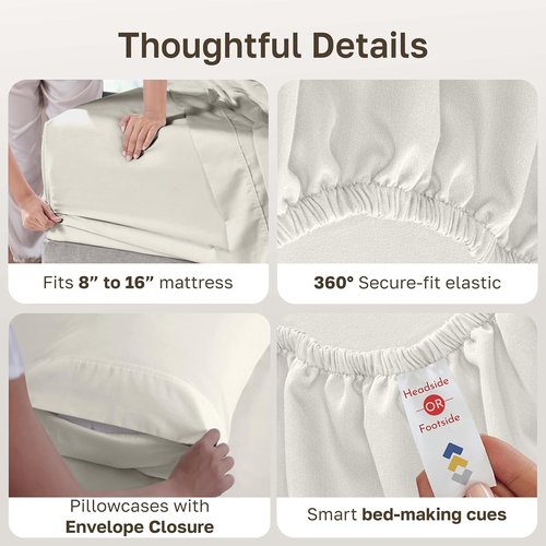 California Design Den 6-Pc Queen Sheet Set - 400 Thread Count 100% Cotton, Deep Pocket, Ivory