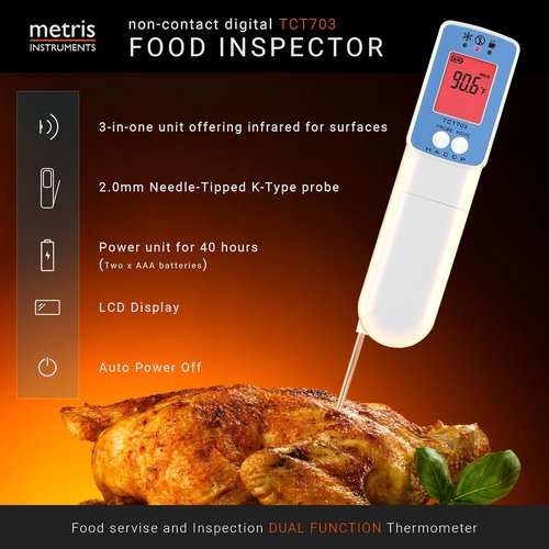 Metris Infrared Surface Thermometer - NSF Certified | FDA Compliant, 2°F Accuracy, 8-Point Laser