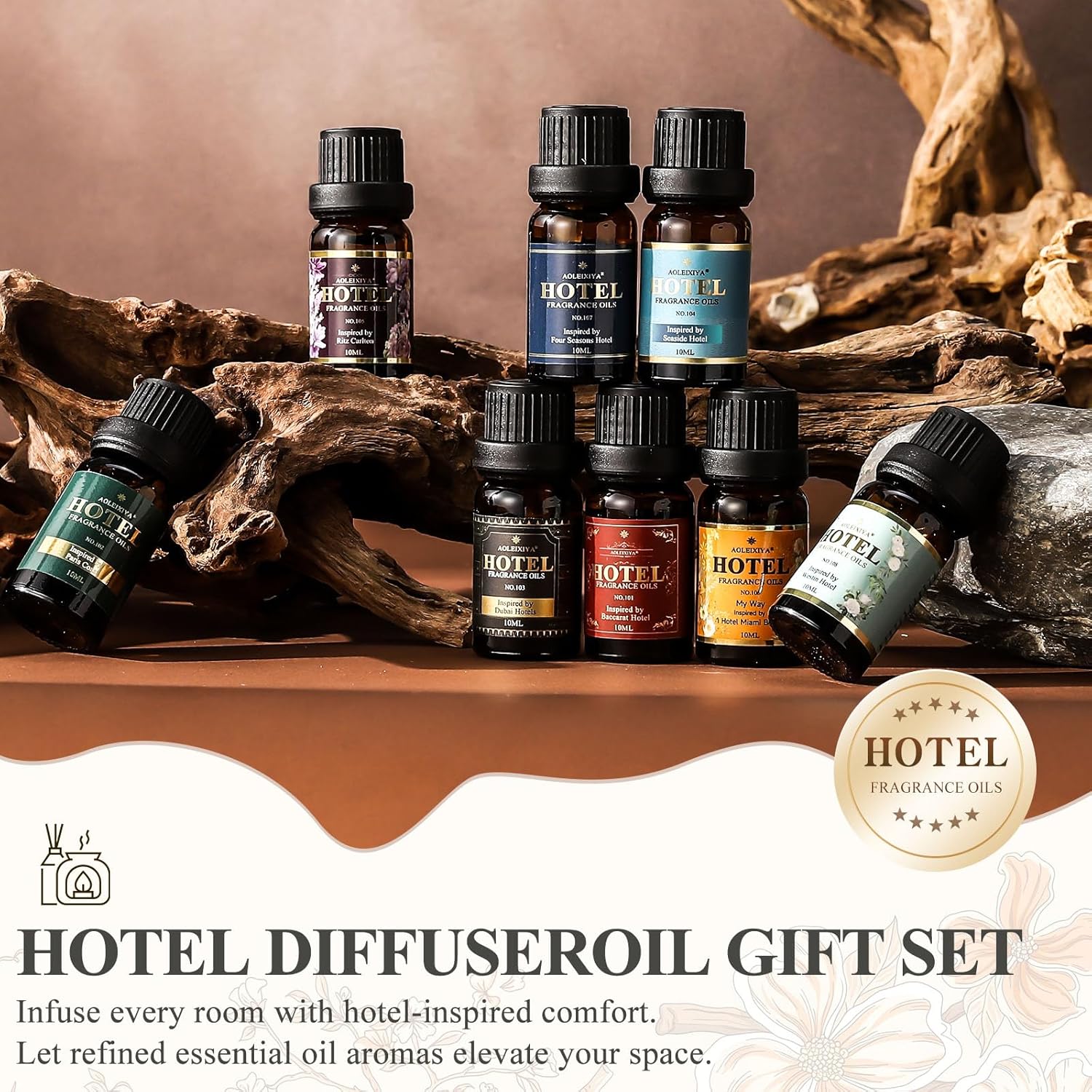 Skiennix Hotel Diffuser Oil Gift Set | 5-Star Inspired Fragrance Collection - My Way, White Tea, Baccarat, Dubai, Beachfront Villa