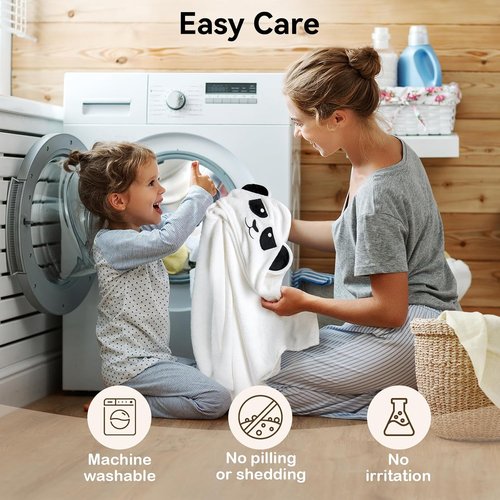 BubblePanda Hooded Baby Towels - Super Soft Bamboo Bath Towels for Newborns | 30x30 Inch, Ideal for Boys & Girls