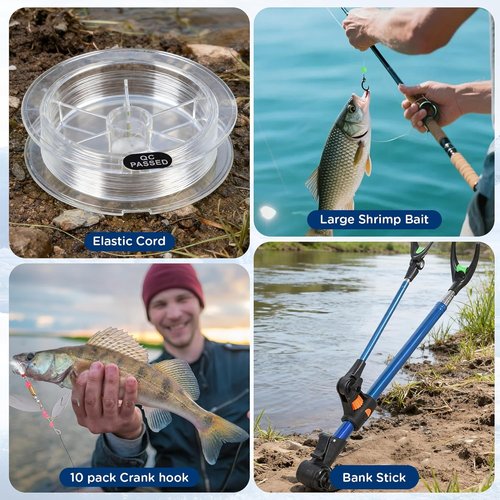 Fishing Advent Calendar 2025 - 24-Day Countdown with Telescopic Landing Net & Fish Gripper for Men