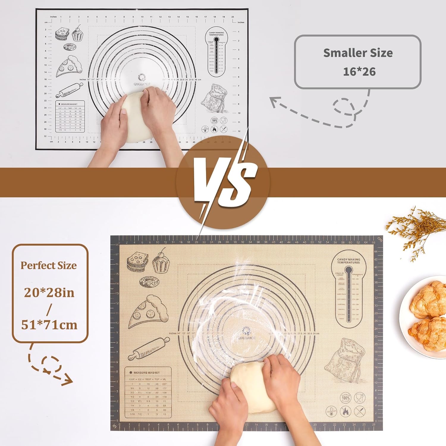 Silicone Baking Pastry Dough Mat - Extra Large 28x20 Inch Nonstick Kneading Board for Cookies & Pizza