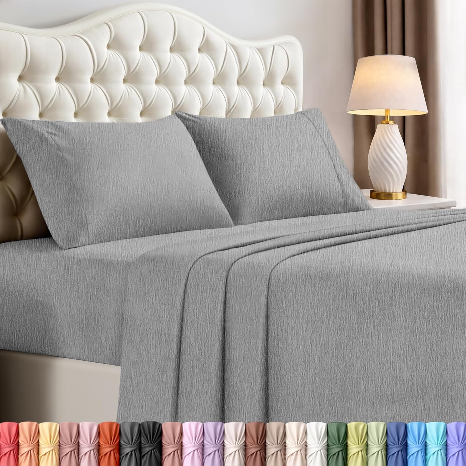 Utopia Bedding Queen Size Sheet Set - Soft, Breathable Microfiber | 4-Piece in Heather Grey