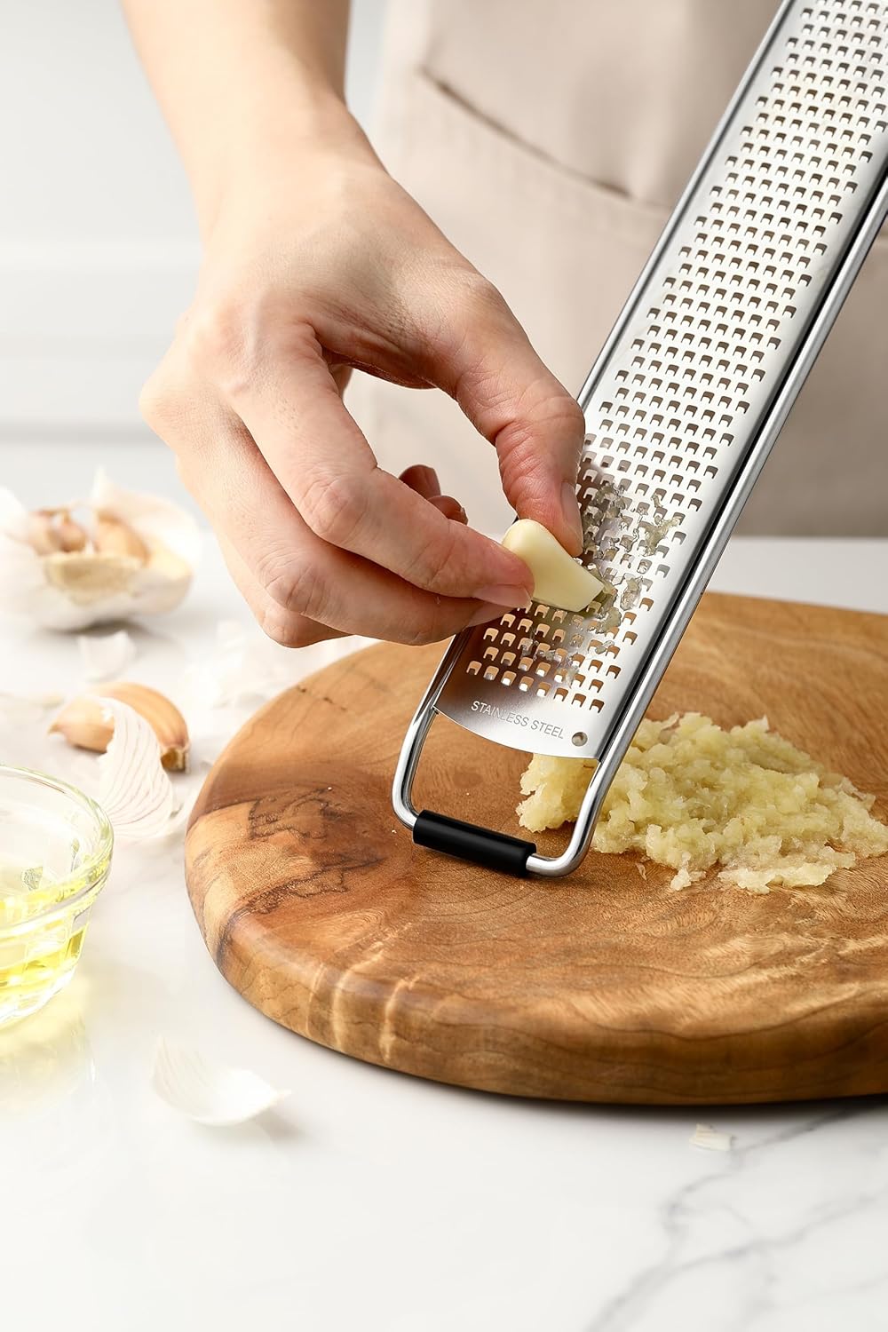 Spring Chef Stainless Steel Lemon Zester Grater - Heavy Duty Citrus Tool with Handle | Fine Shred, Black