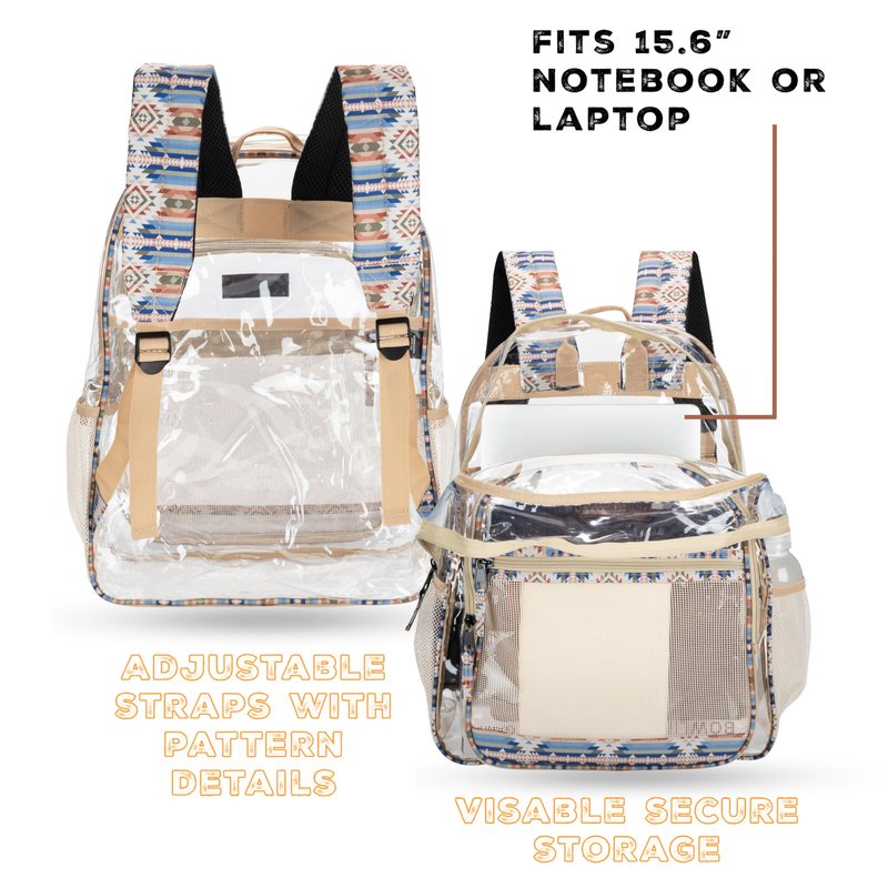 Wrangler Clear Backpack for Girls- Water Resistant Clear Bookbag, Plastic See Through Backpack for Stadium Events and School