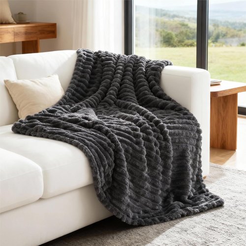 Bedsure GentleSoft Twin Blanket - Cozy Grey Fleece Throw for Couch, Perfect for Women & Girls, 60x80 Inches