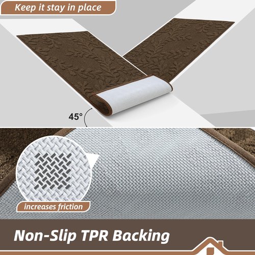 BEQHAUSE Door Mats 32”x48”, Dirt Trapper Doormats Indoor, Non-Slip Washable Entryway Rugs, Super Absorbent Welcome Mat for Front Door, Mud Shoes & Paws, Brown