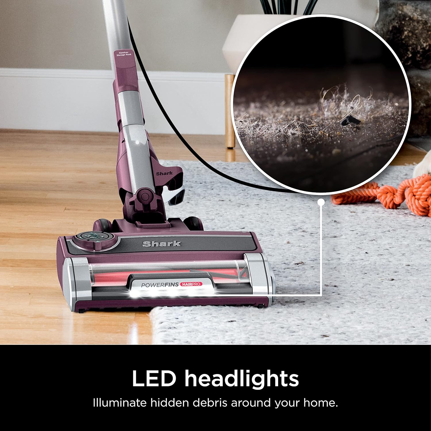Shark HZ702 Ultralight PetPro Corded Stick Vacuum - PowerFins & Odor Neutralizer Technology | Wine Purple