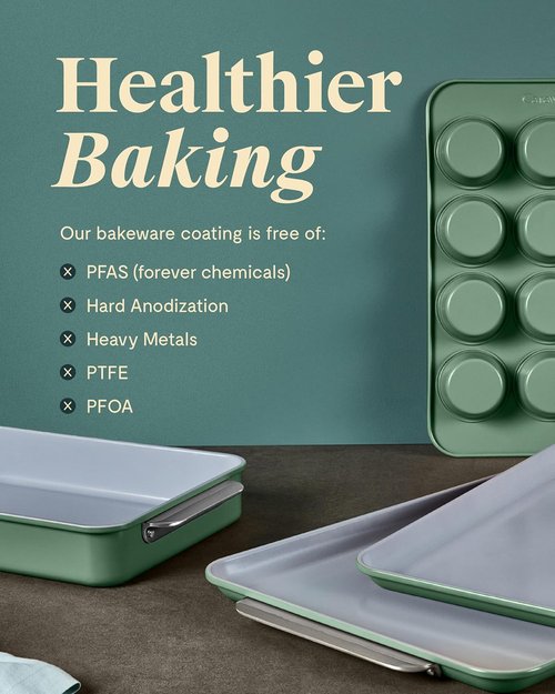 Caraway Nonstick Ceramic Bakeware Set - 5-Piece Assorted Baking Pans & Sheets | Non-Toxic, Slate Color