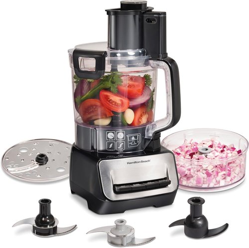 Hamilton Beach Food Processor - 14-Cup Capacity with Stainless Steel Blades & 4-Cup Mini Bowl - Black