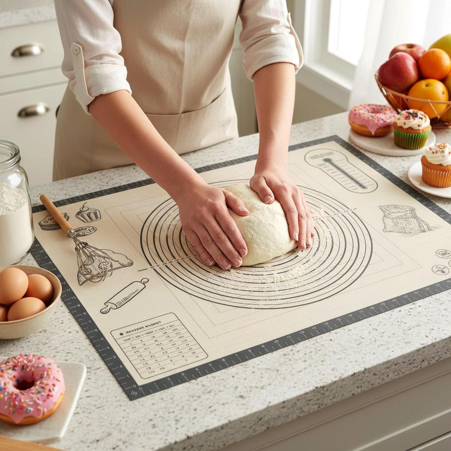 Silicone Baking Pastry Dough Mat - Extra Large 28x20 Inch Nonstick Kneading Board for Cookies & Pizza