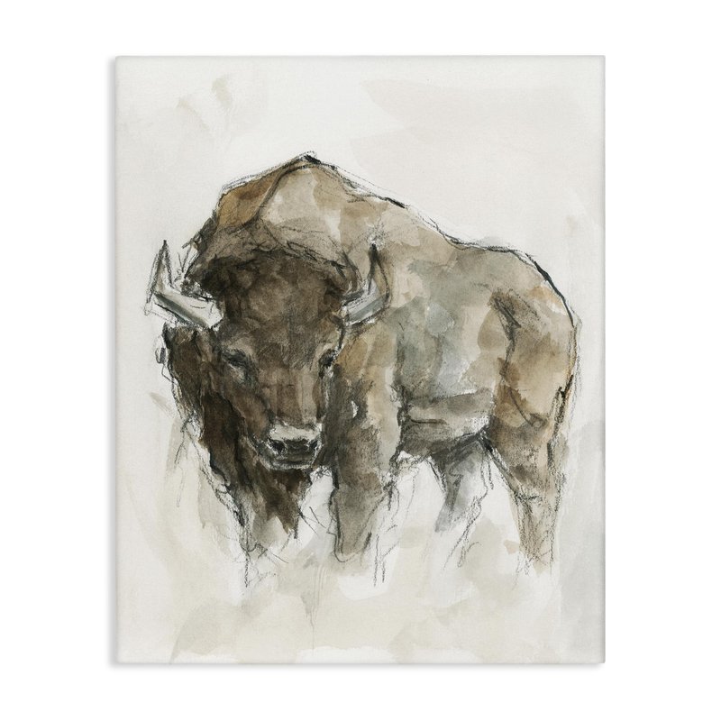 Stupell Industries 'Western American Buffalo', Canvas Art, 36 x 48 Inches, Easy to Hang and Sturdy, Made in USA, by Ethan Harper