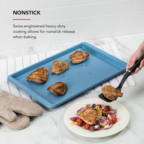 KitchenAid Nonstick Aluminized Steel Baking Sheet - 13x18in, Stylish Blue Velvet Finish