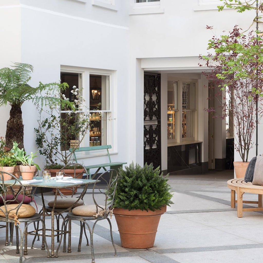 Pertivery 2 Pack Artificial Cedar Topiary, 23.6Inch UV Resistant Artificial Shrubs, with Ground Spikes, Indoor and Outdoor Fake Evergreen Tree for Porch, Garden, Front Door Decoration