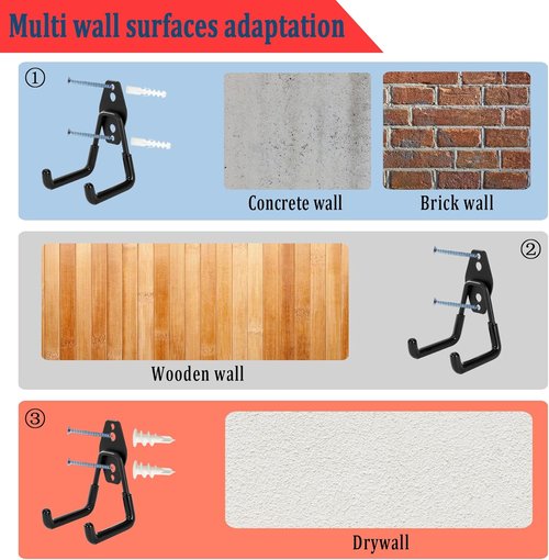Heavy Duty Garage Hooks by [Brand Name] - 8 Pack Wall Mount Tool Organizer for Ladders, Bikes & Garden Tools