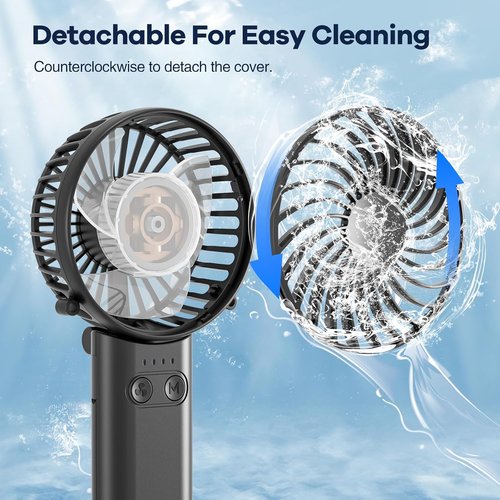 HandFan - Upgraded 5200mAh Portable Handheld Fan | 5-Speed Strong Airflow, 27-Hour Battery Life, Compact Design (Black)