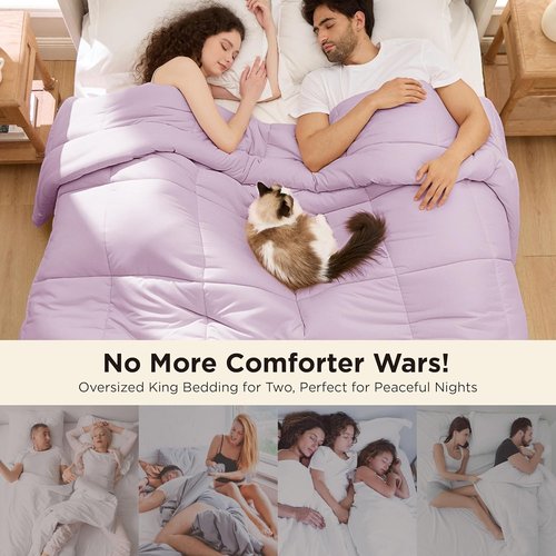 Bedsure Comforter Duvet Insert - Oversized King Size, GentleSoft Down Alternative, Light Purple, All Season 116x98 Inches