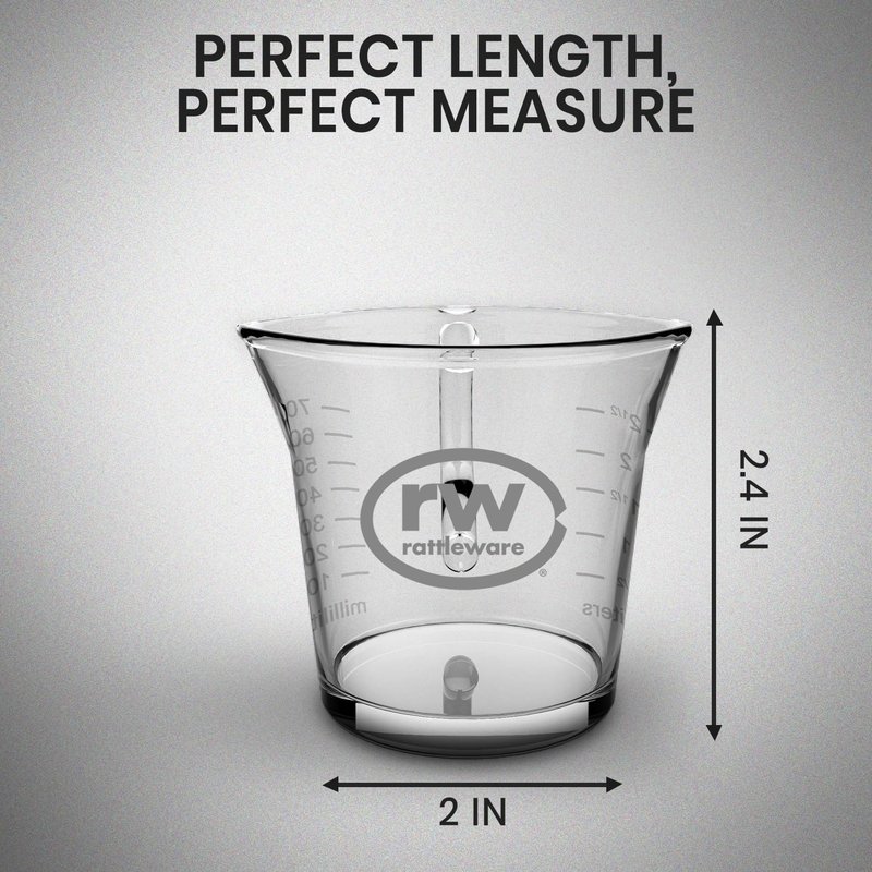 Rattleware 3 Oz Double Spouted Glass Espresso Shot Pitcher with Graduated Ml & Oz Markings Commercial-Grade Measuring Cup for Barista Precision and High-Volume Pouring