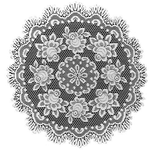Heritage Lace Rose 30-Inch Round Table Topper, Off White